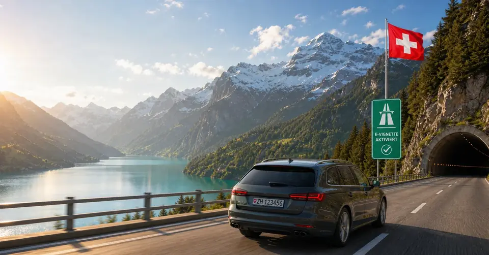 Schweiz: Strasse und Berge (Hintergrund)